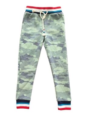 Sol Angeles Kids Green Camo Jogger Pants with Striped Waistband 2T